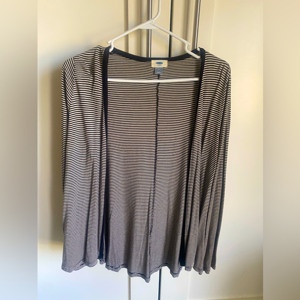 Old Navy Black and White Striped Cardigan